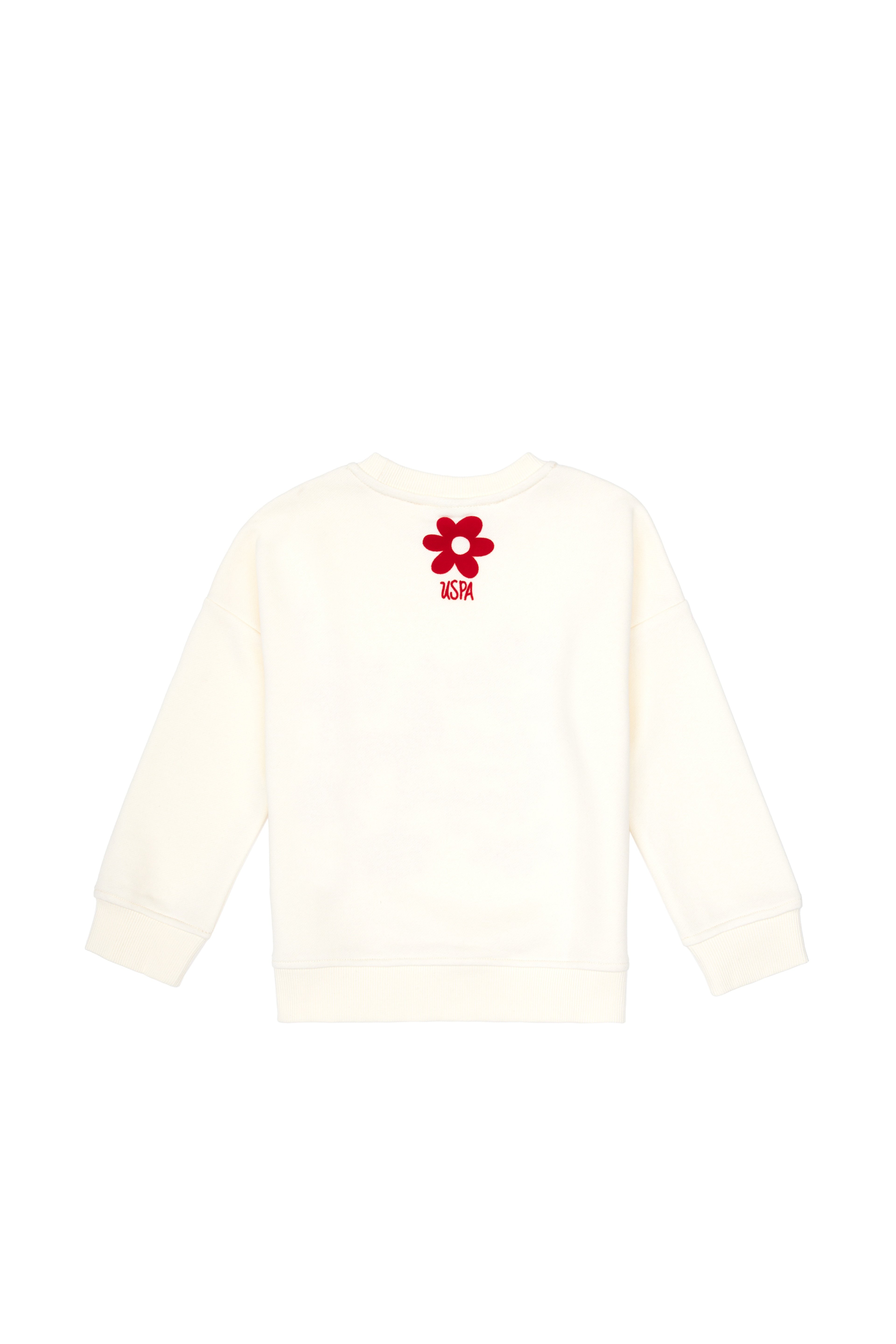 Kız Çocuk Krem Bisiklet Yaka Sweatshirt