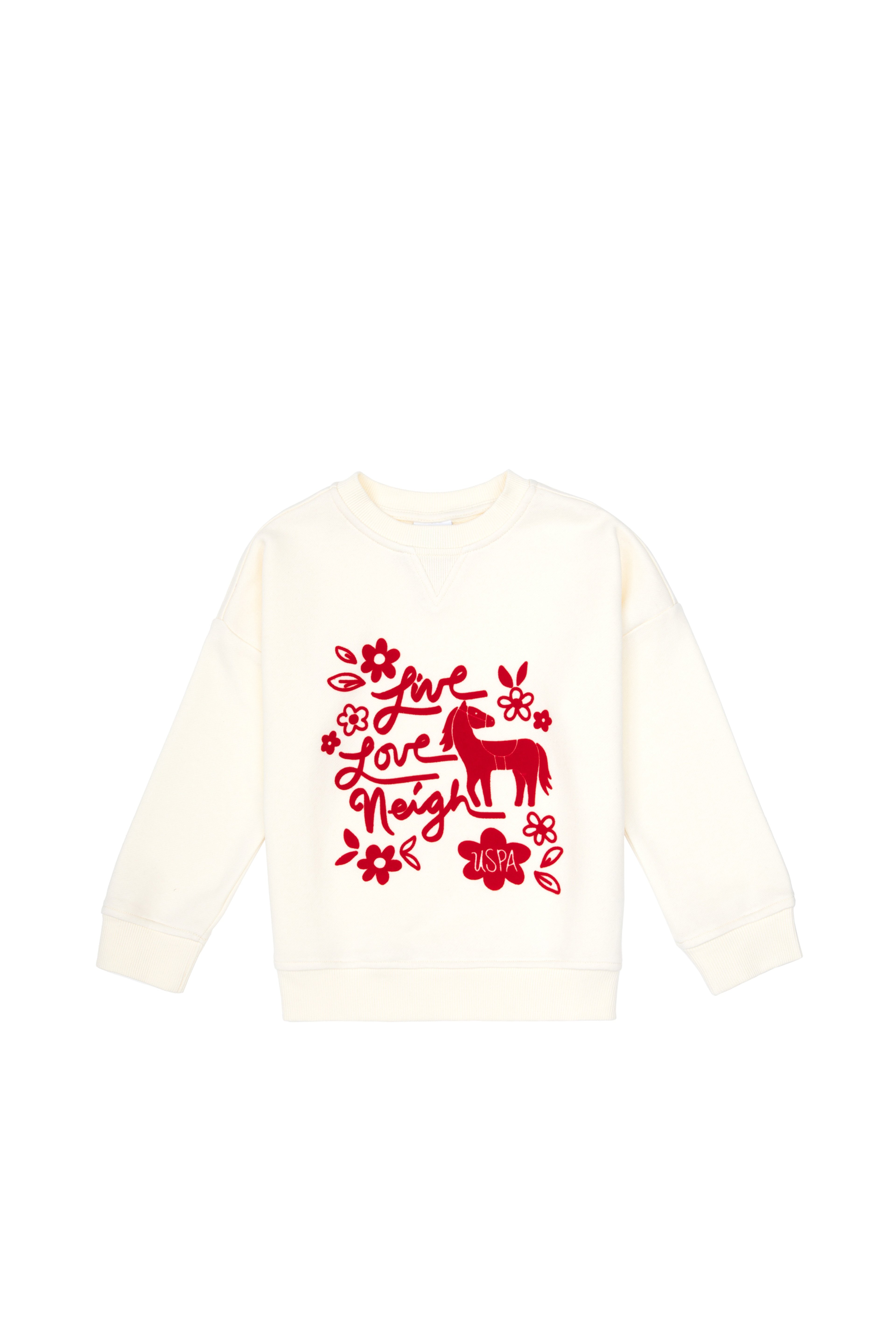 Kız Çocuk Krem Bisiklet Yaka Sweatshirt