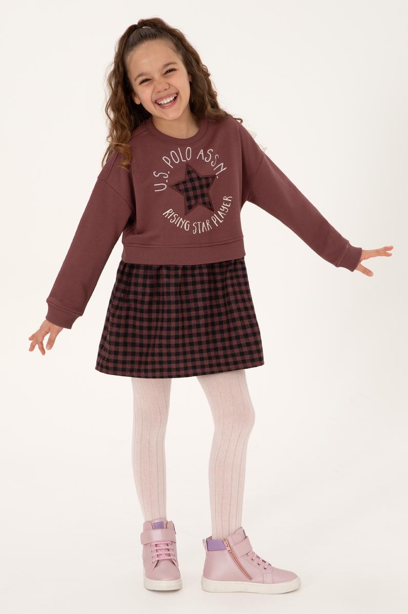 Kız Çocuk Gül Kurusu Örme Elbise