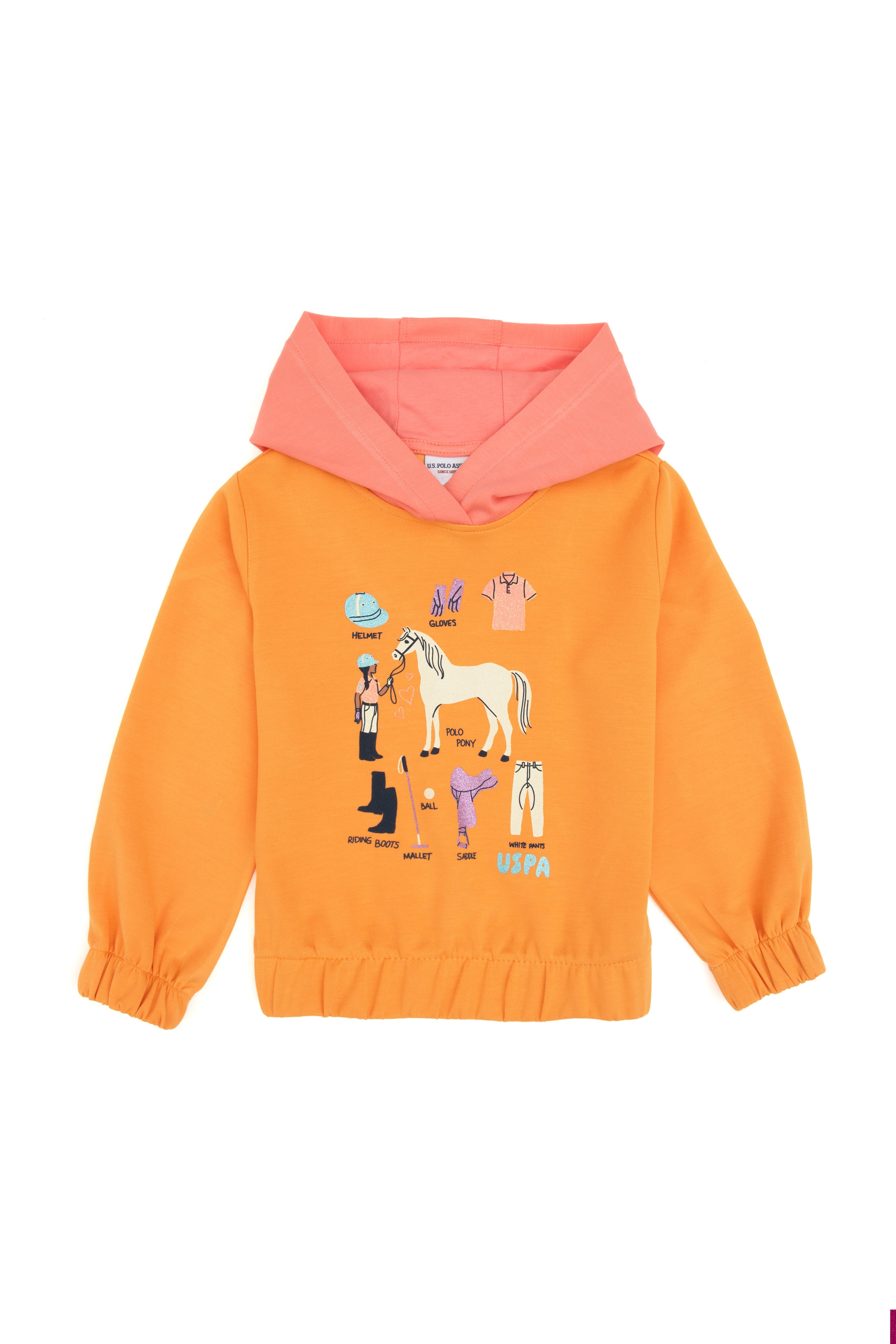 Kız Çocuk Turuncu Kapüşonlu Sweatshirt - Image 4