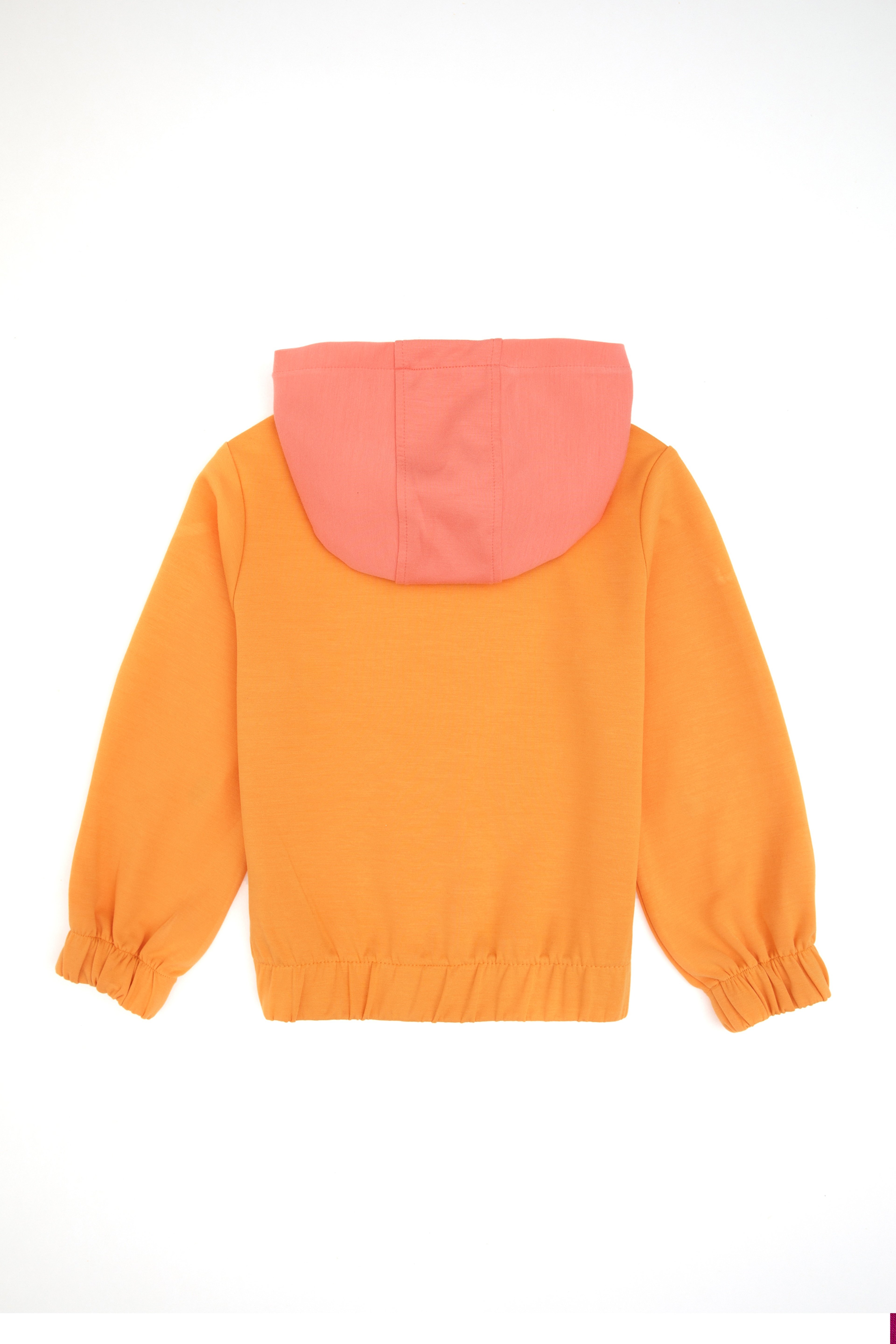 Kız Çocuk Turuncu Kapüşonlu Sweatshirt - Image 5