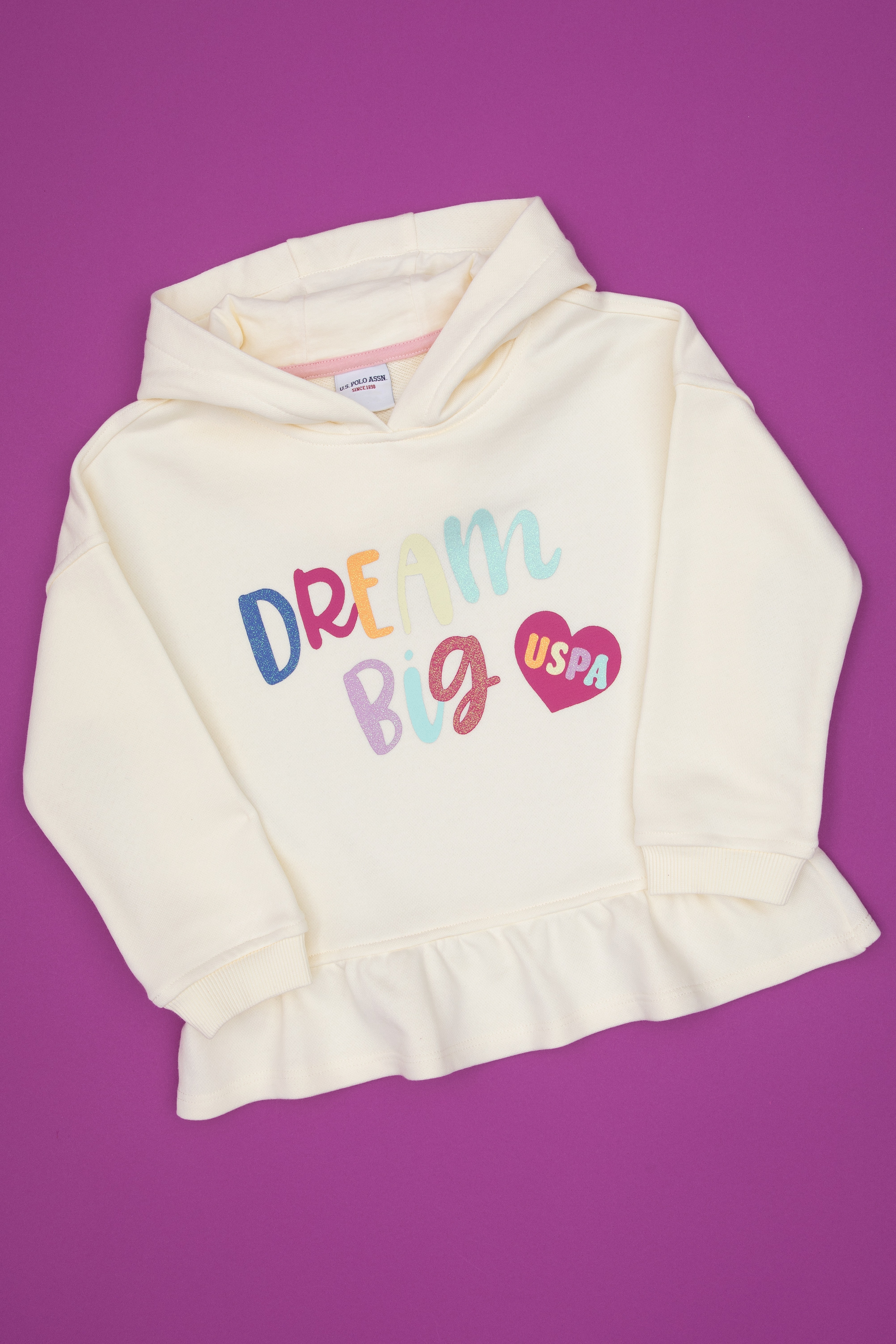 Kız Çocuk Krem Kapüşonlu Sweatshirt