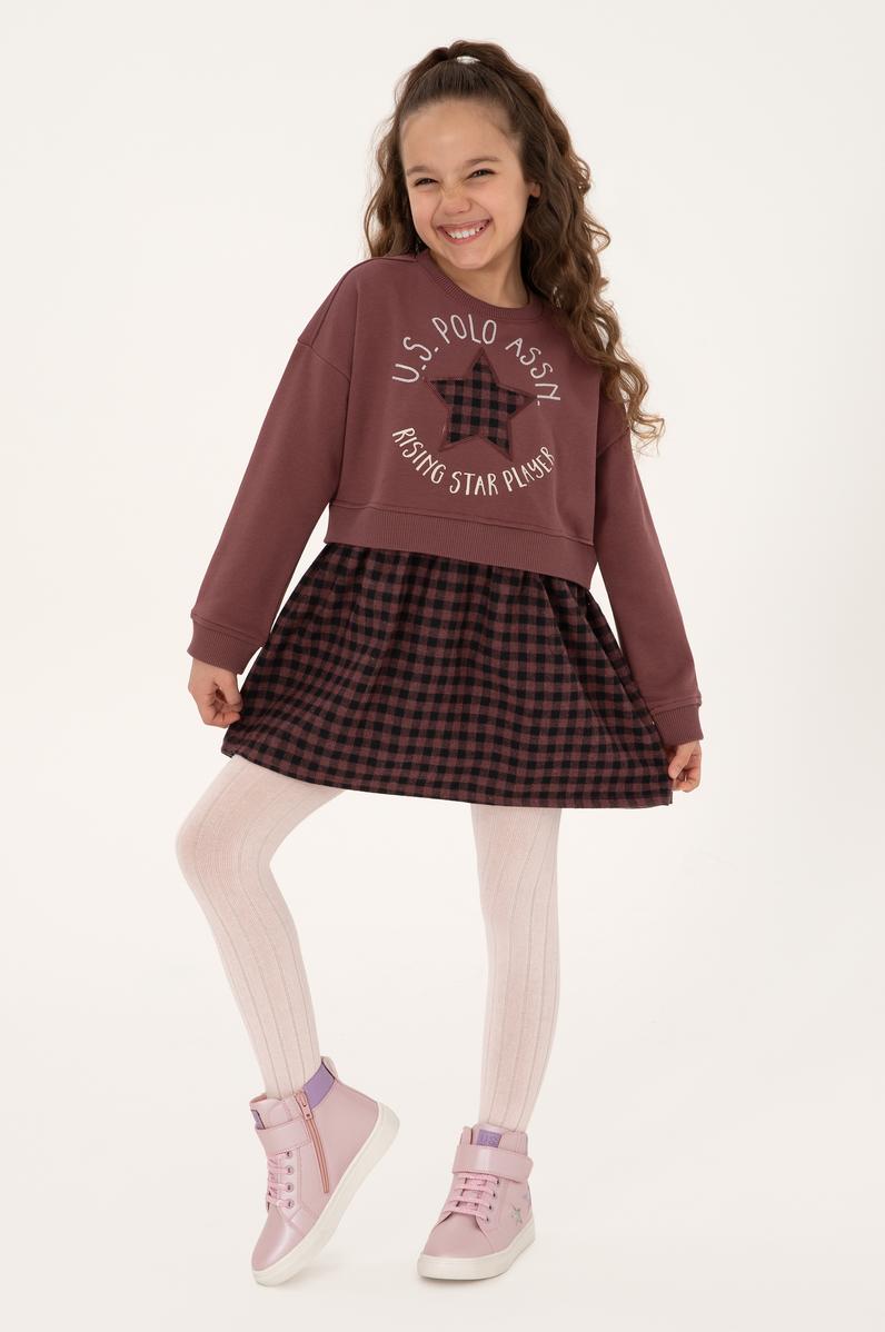 Kız Çocuk Gül Kurusu Örme Elbise