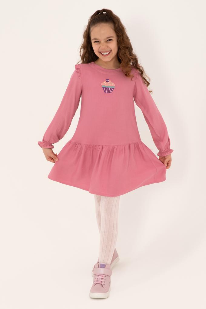 Kız Çocuk Pembe Dokuma Elbise
