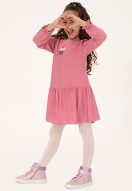 Kız Çocuk Pembe Dokuma Elbise - 50317630011