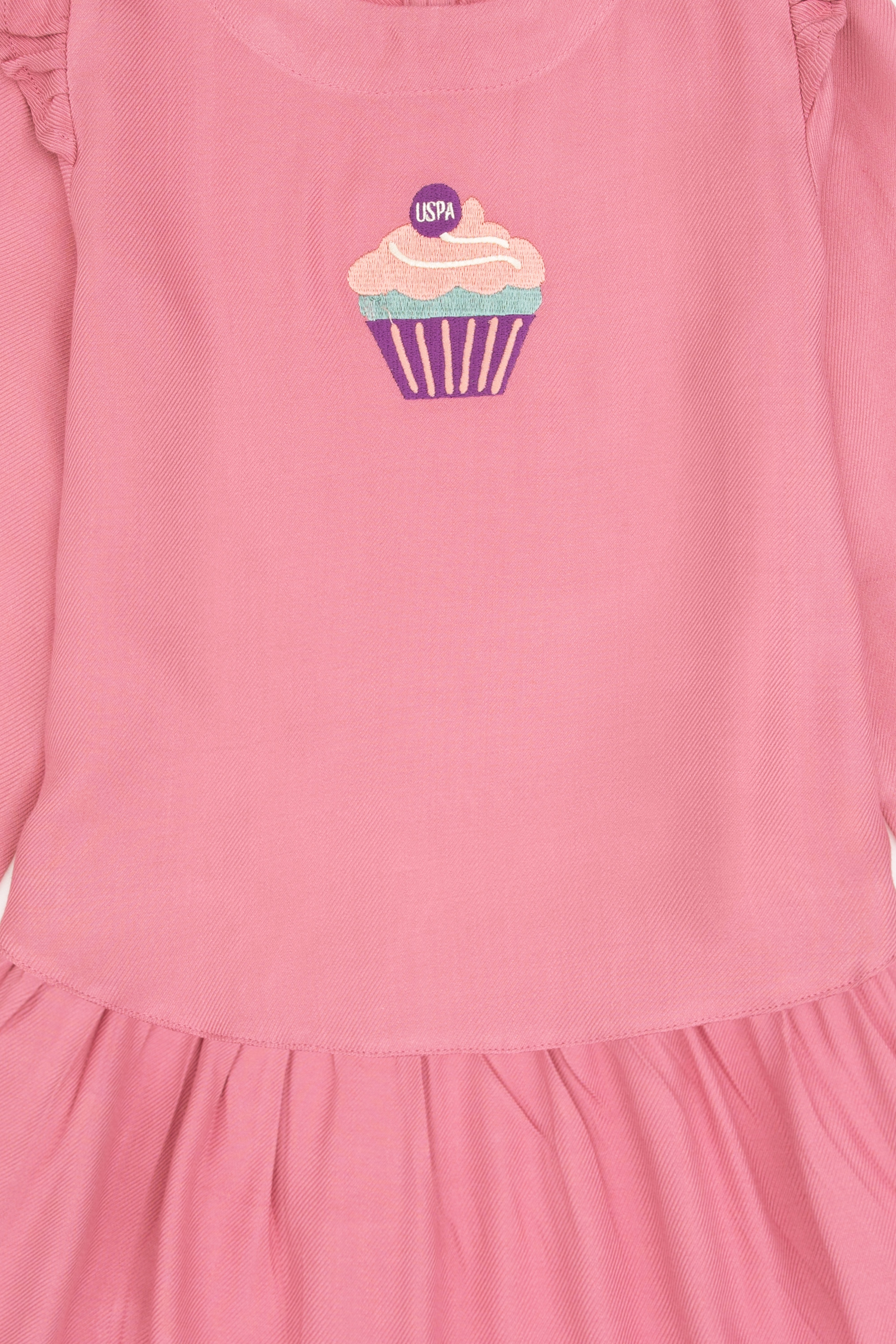Kız Çocuk Pembe Dokuma Elbise - Image 5