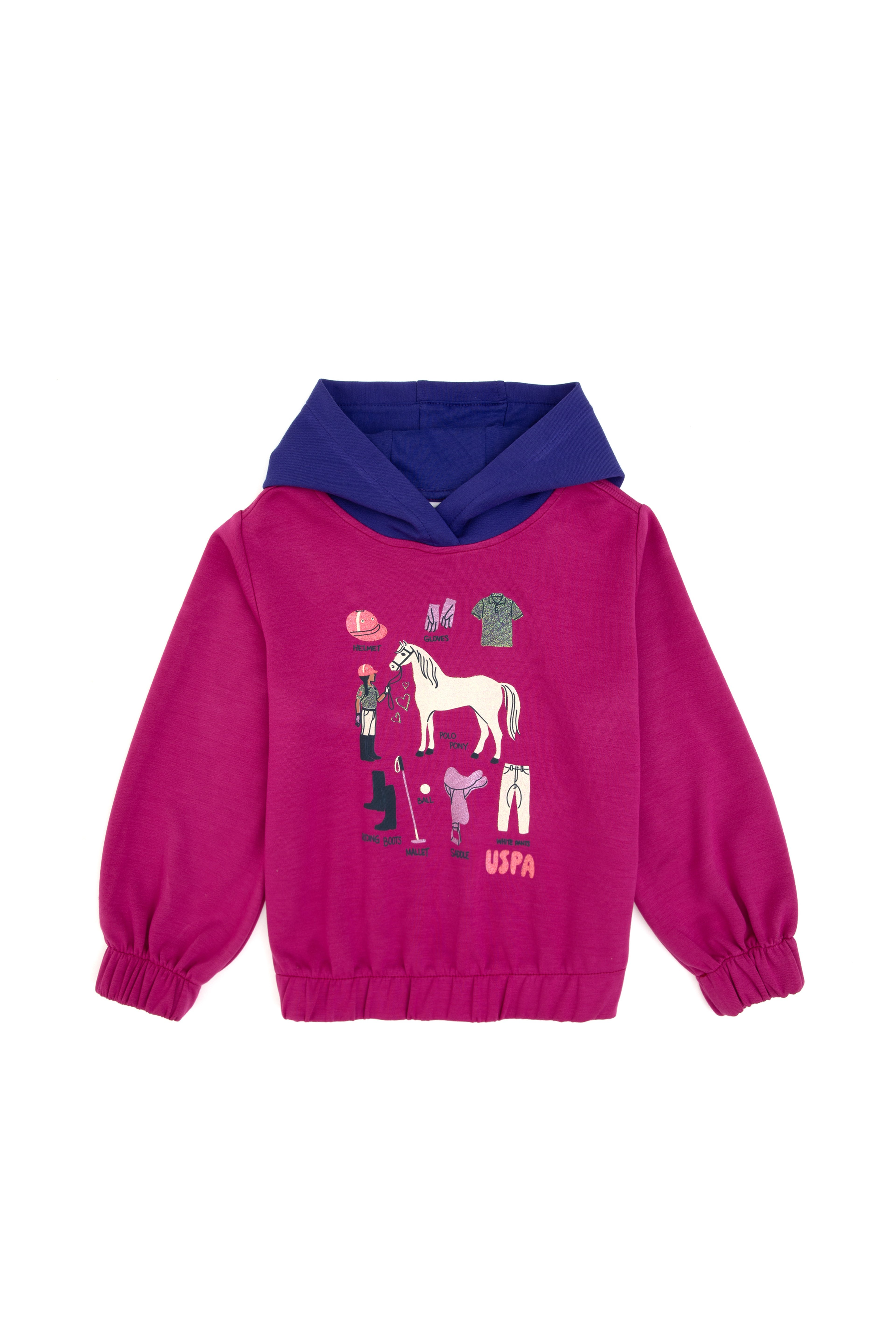 Kız Çocuk Fuşya Kapüşonlu Sweatshirt