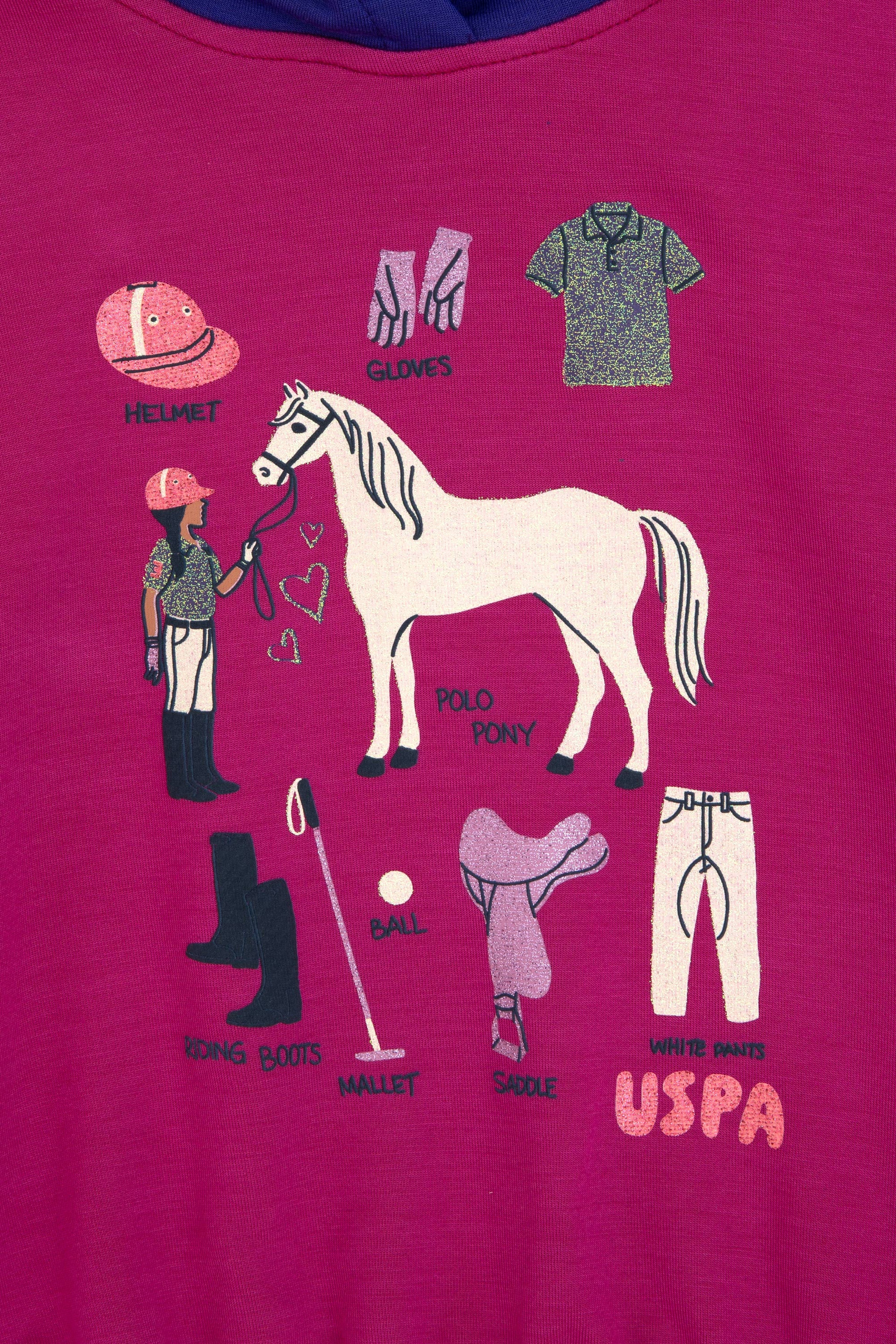 Kız Çocuk Fuşya Kapüşonlu Sweatshirt - Image 6