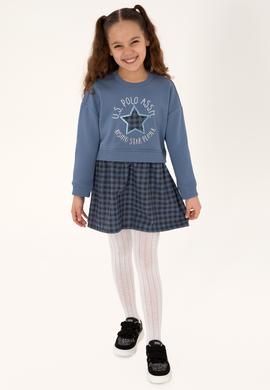 Kız Çocuk Açık Lacivert Örme Elbise - 50318089025