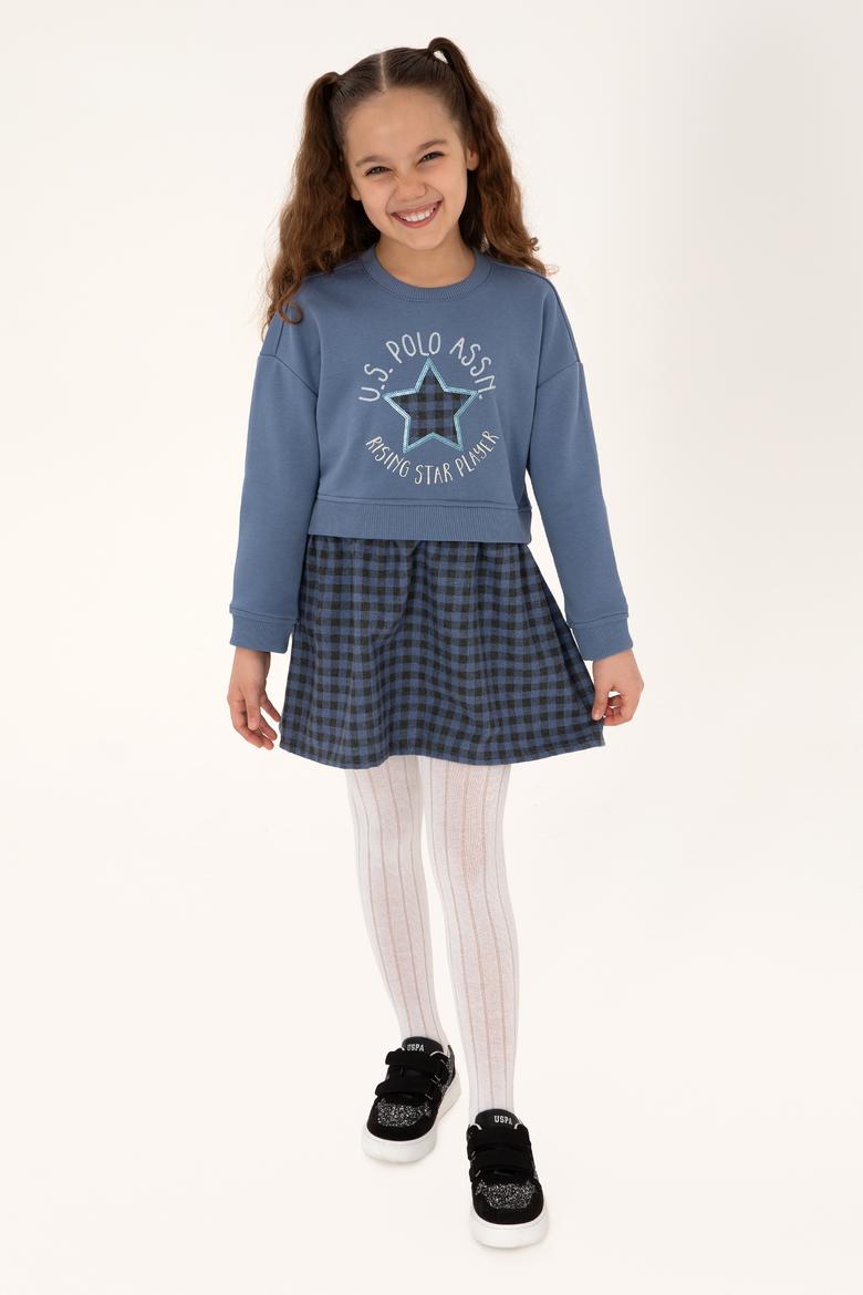 Kız Çocuk Açık Lacivert Örme Elbise