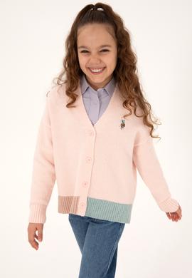 Kız Çocuk Açık Pembe Triko Hırka - 50316267005