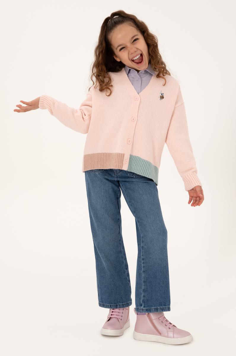 Kız Çocuk Açık Pembe Triko Hırka