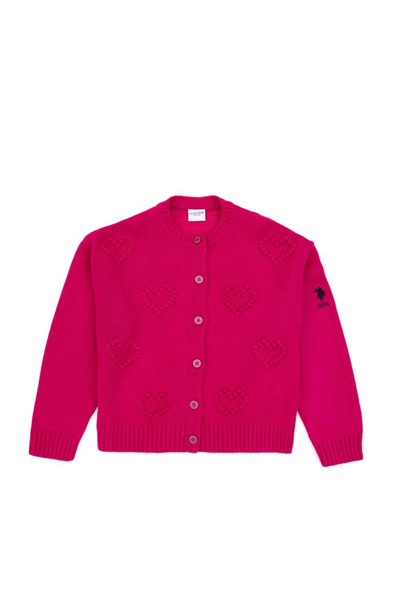 Kız Çocuk Fuşya Triko Hırka - 50316277002