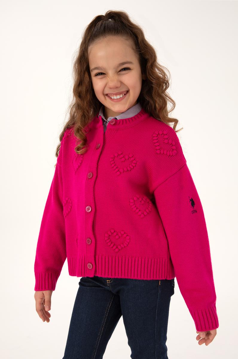 Kız Çocuk Fuşya Triko Hırka