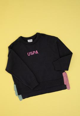 Kız Çocuk Bisiklet Yaka Lacivert Kazak - 50316279020