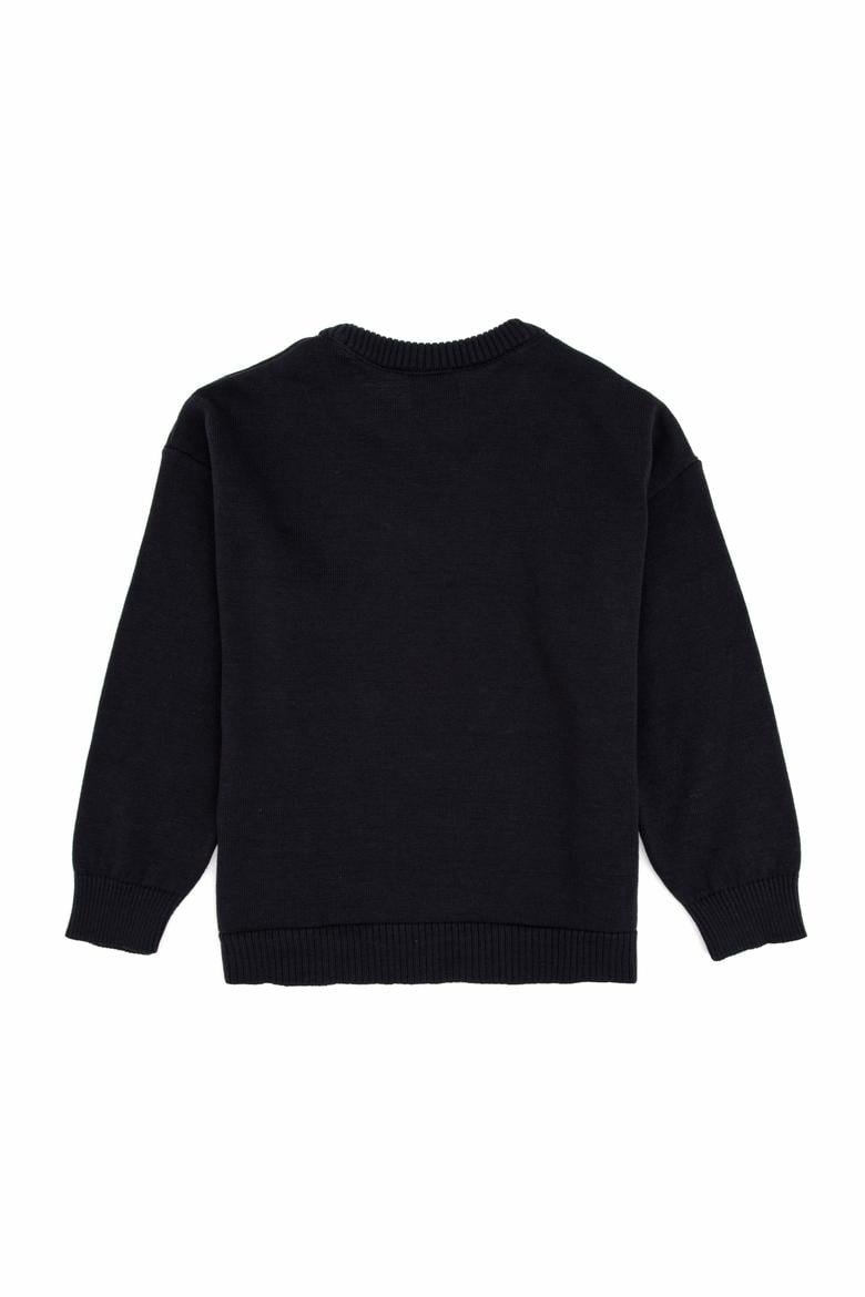 Kız Çocuk Bisiklet Yaka Lacivert Kazak - 50316279020