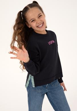 Kız Çocuk Bisiklet Yaka Lacivert Kazak - 50316279020