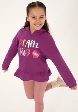 Kız Çocuk Menekşe Kapüşonlu Sweatshirt - 50317993009