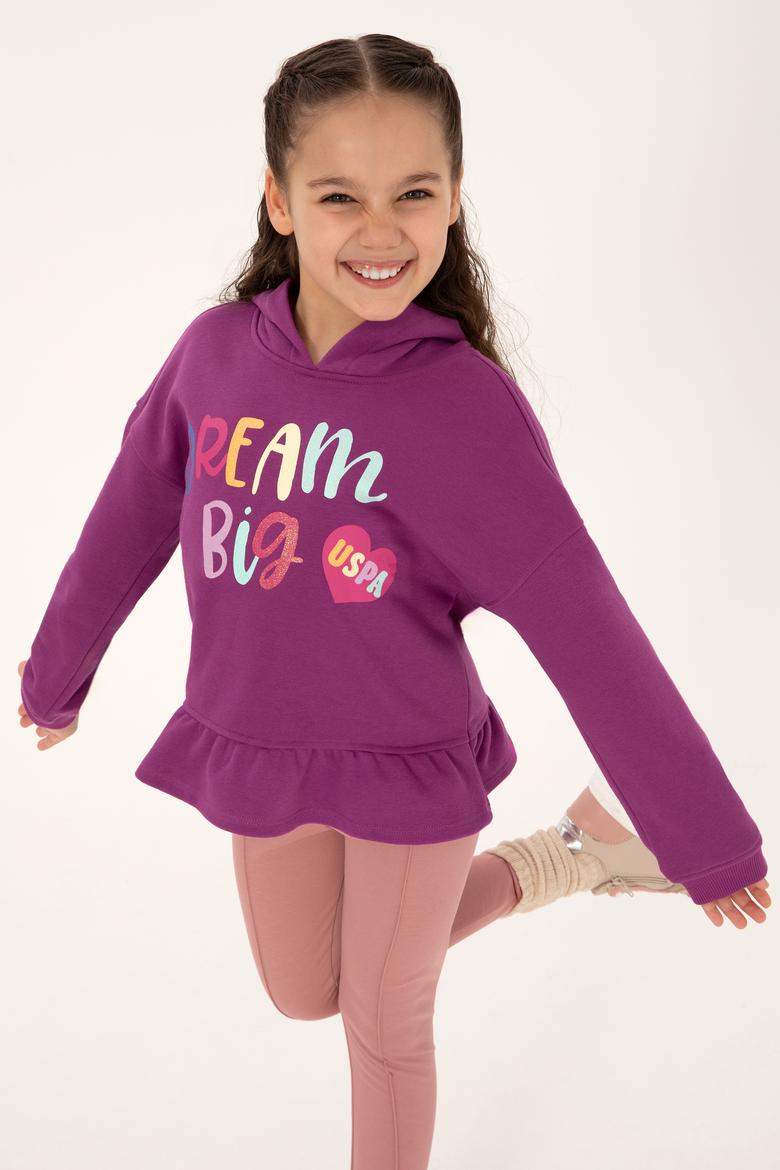 Kız Çocuk Menekşe Kapüşonlu Sweatshirt