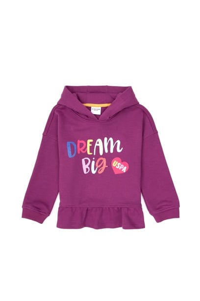 Kız Çocuk Menekşe Kapüşonlu Sweatshirt