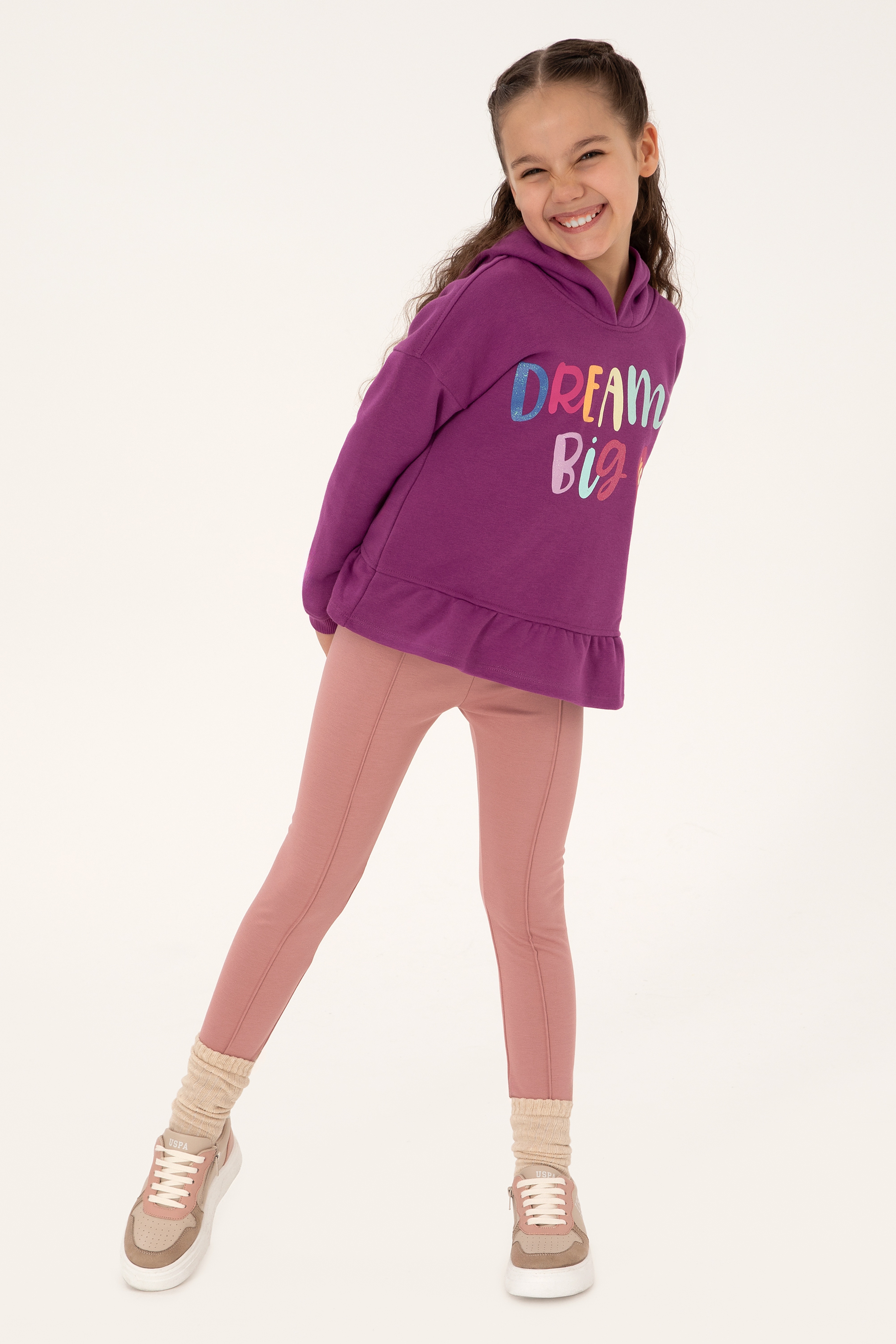 Kız Çocuk Menekşe Kapüşonlu Sweatshirt - Image 2