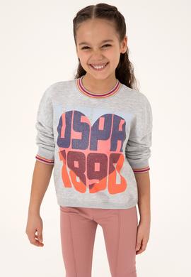 Kız Çocuk Açık Gri Melanj Sweatshirt - 50317900012