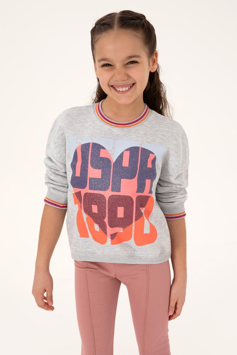 Kız Çocuk Açık Gri Melanj Sweatshirt