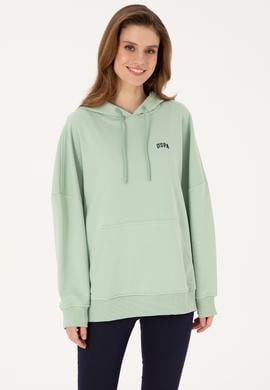 Kadın Su Yeşili Kapüşonlu Basic Sweatshirt - 50297324054