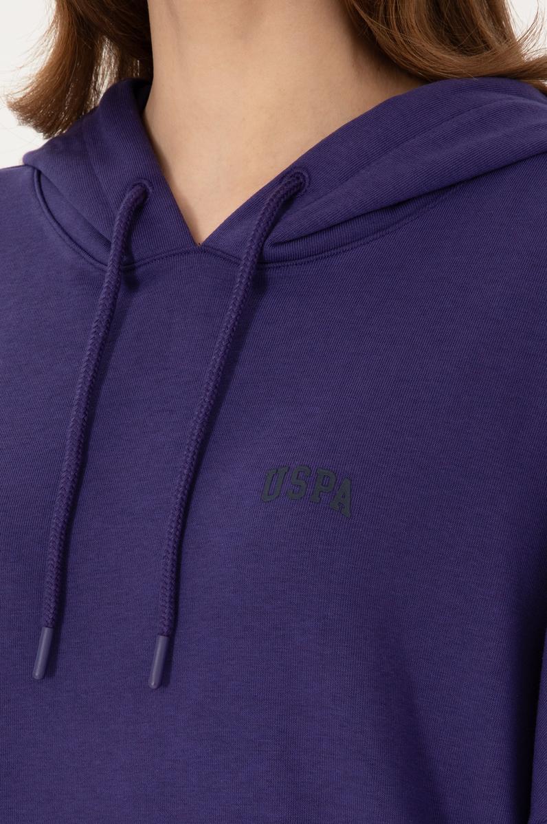 Kadın Mor Kapüşonlu Basic Sweatshirt