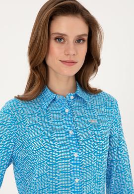 Kadın Kobalt Mavi Uzun Kollu Gömlek - 50306433003