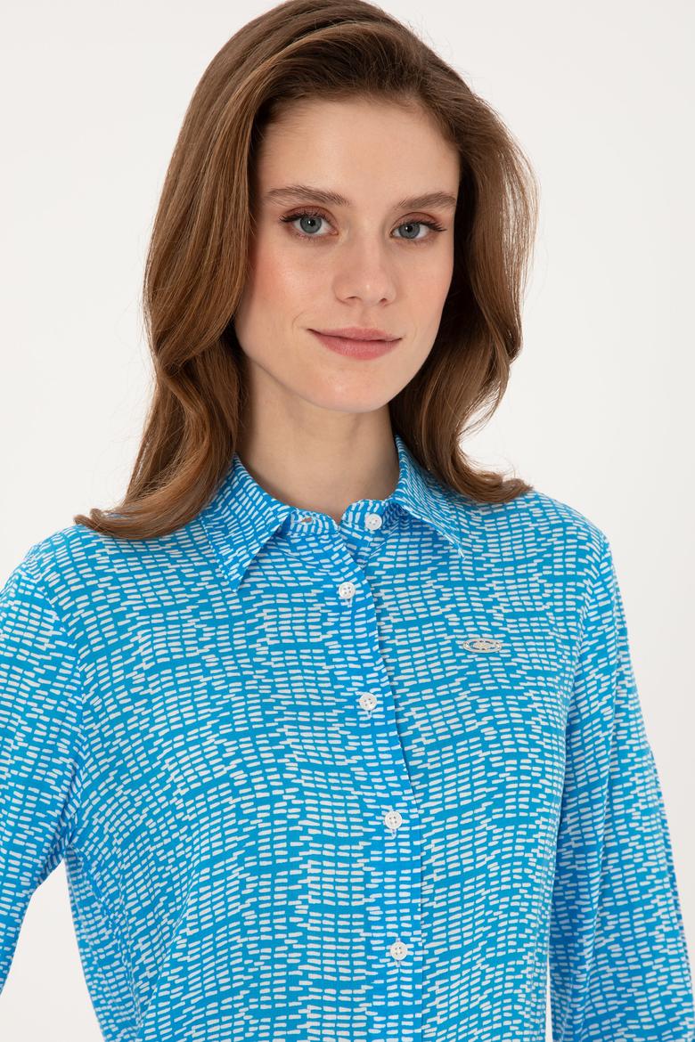 Kadın Kobalt Mavi Uzun Kollu Gömlek - 50306433003