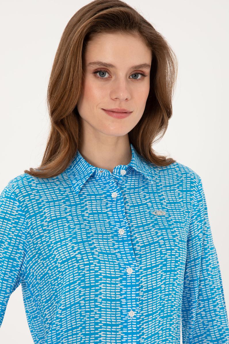 Kadın Kobalt Mavi Uzun Kollu Gömlek