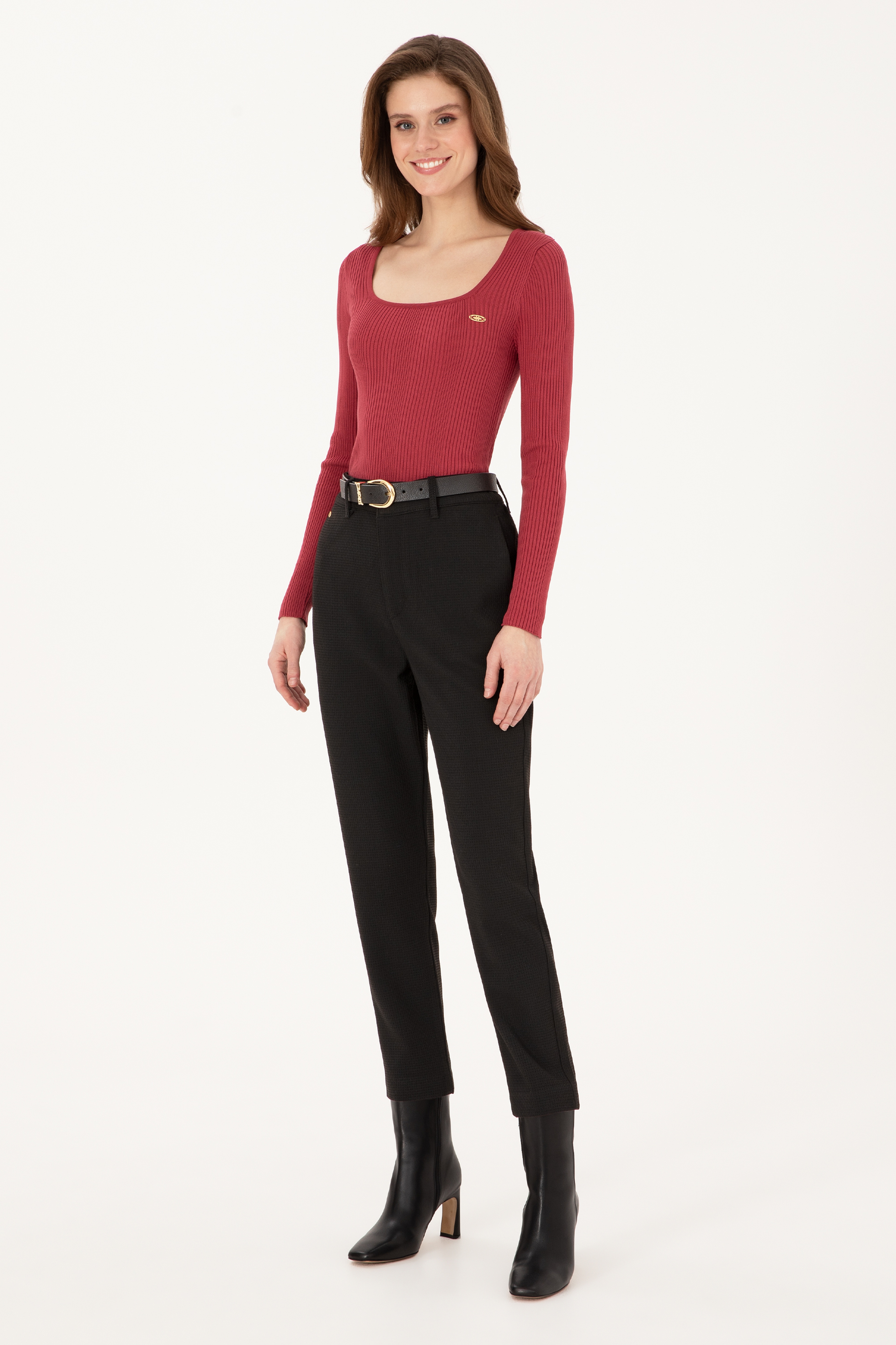 Kadın Siyah Carrot High Fit Kanvas Pantolon