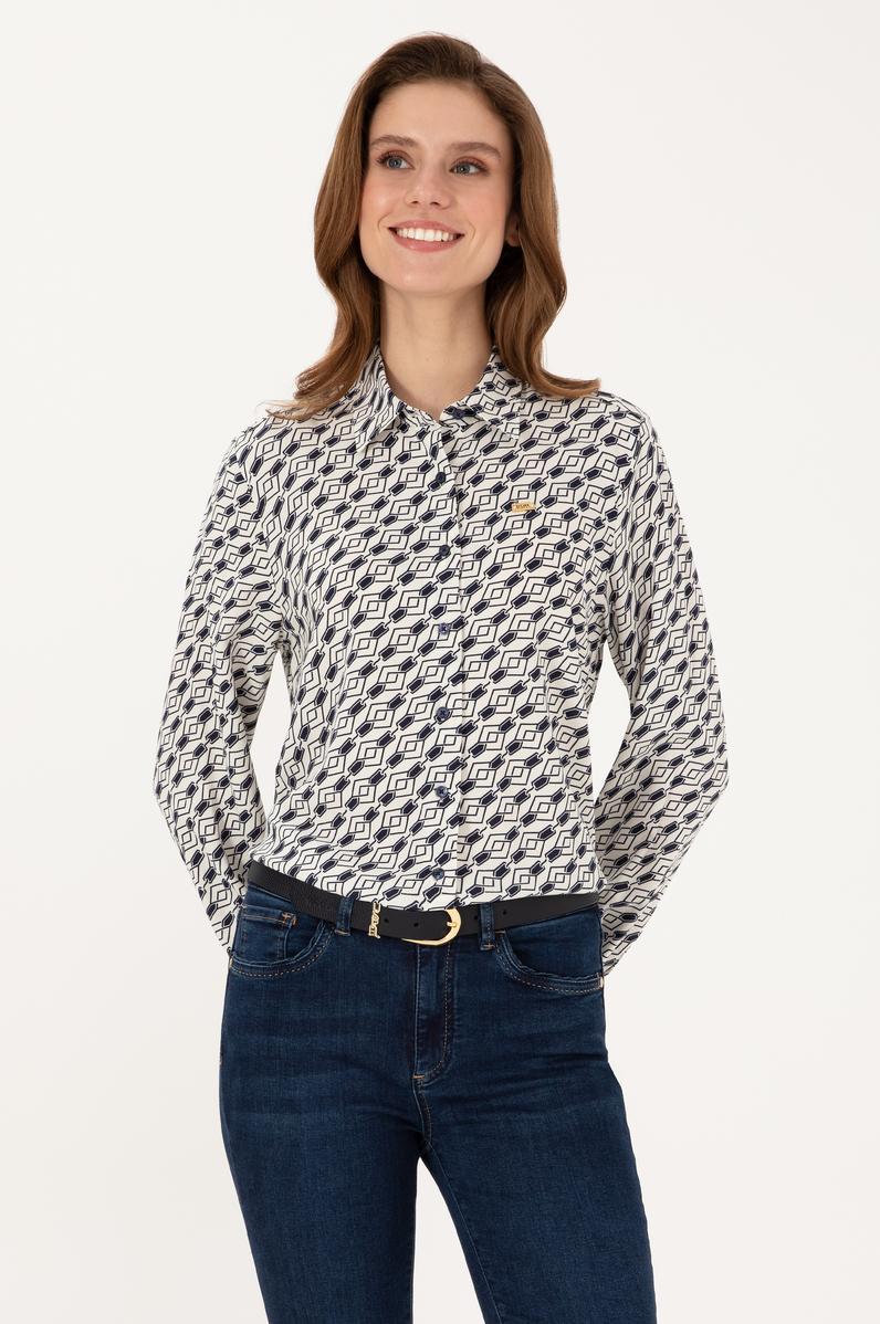 Kadın Lacivert Uzun Kollu Gömlek