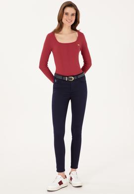 Kadın Lacivert Toothpick Fit Kanvas Pantolon - 50316852003