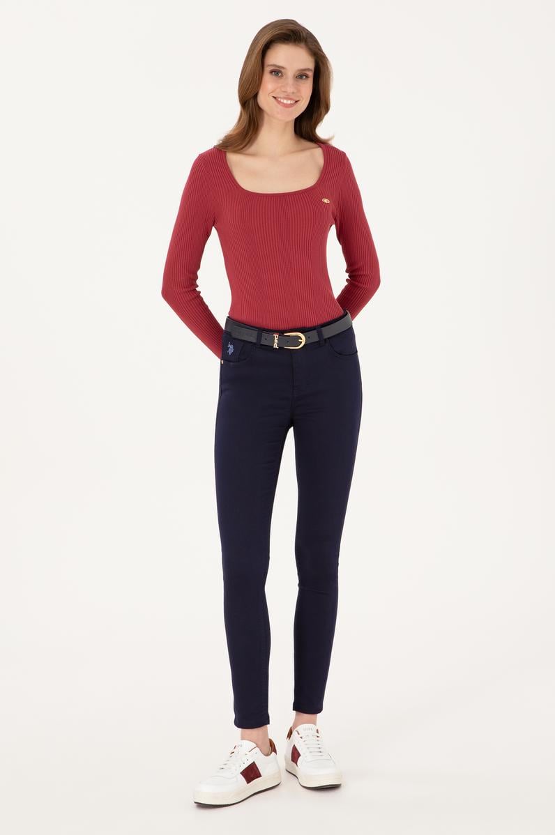 Kadın Lacivert Toothpick Fit Kanvas Pantolon