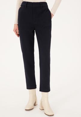 Kadın Lacivert Carrot High Waist Fit Kanvas Pantolon - 50316902006