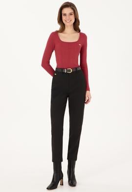 Kadın Siyah Carrot High Fit Kanvas Pantolon - 50316902011