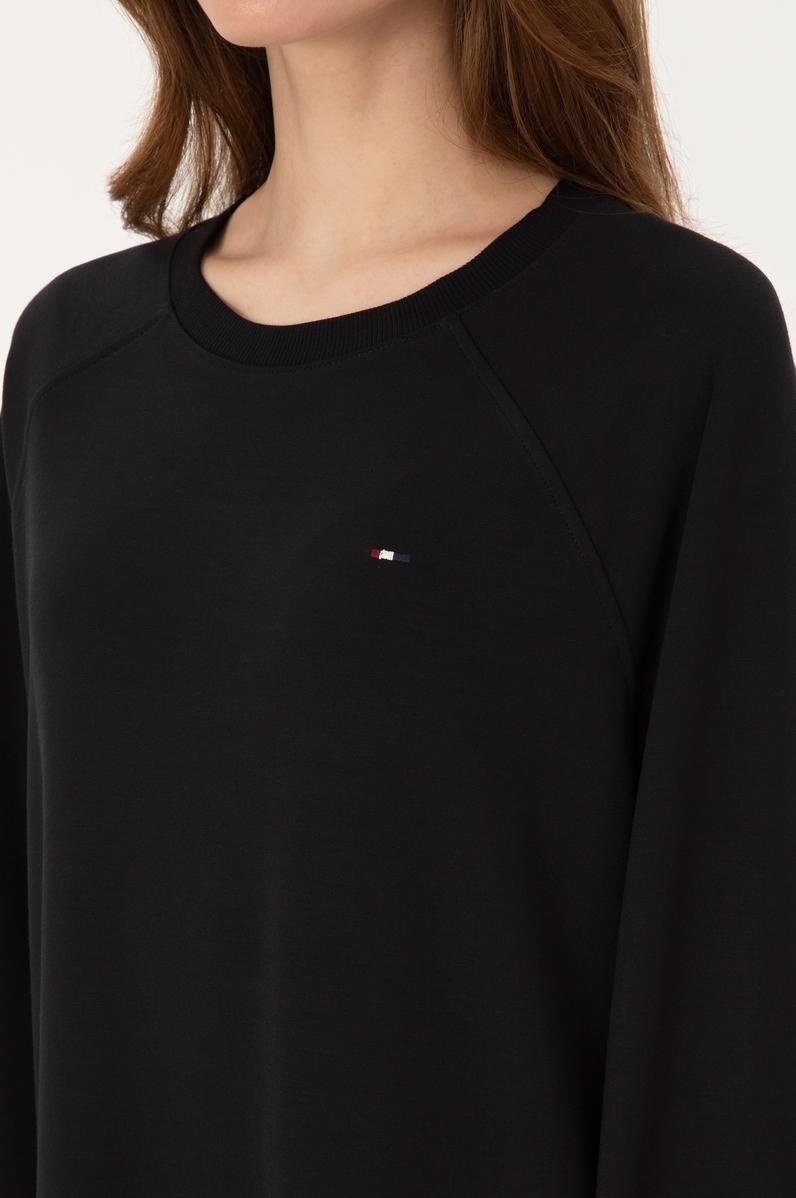 Kadın Siyah Modal Karışımlı Mini Boy Bisiklet Yaka Örme Elbise