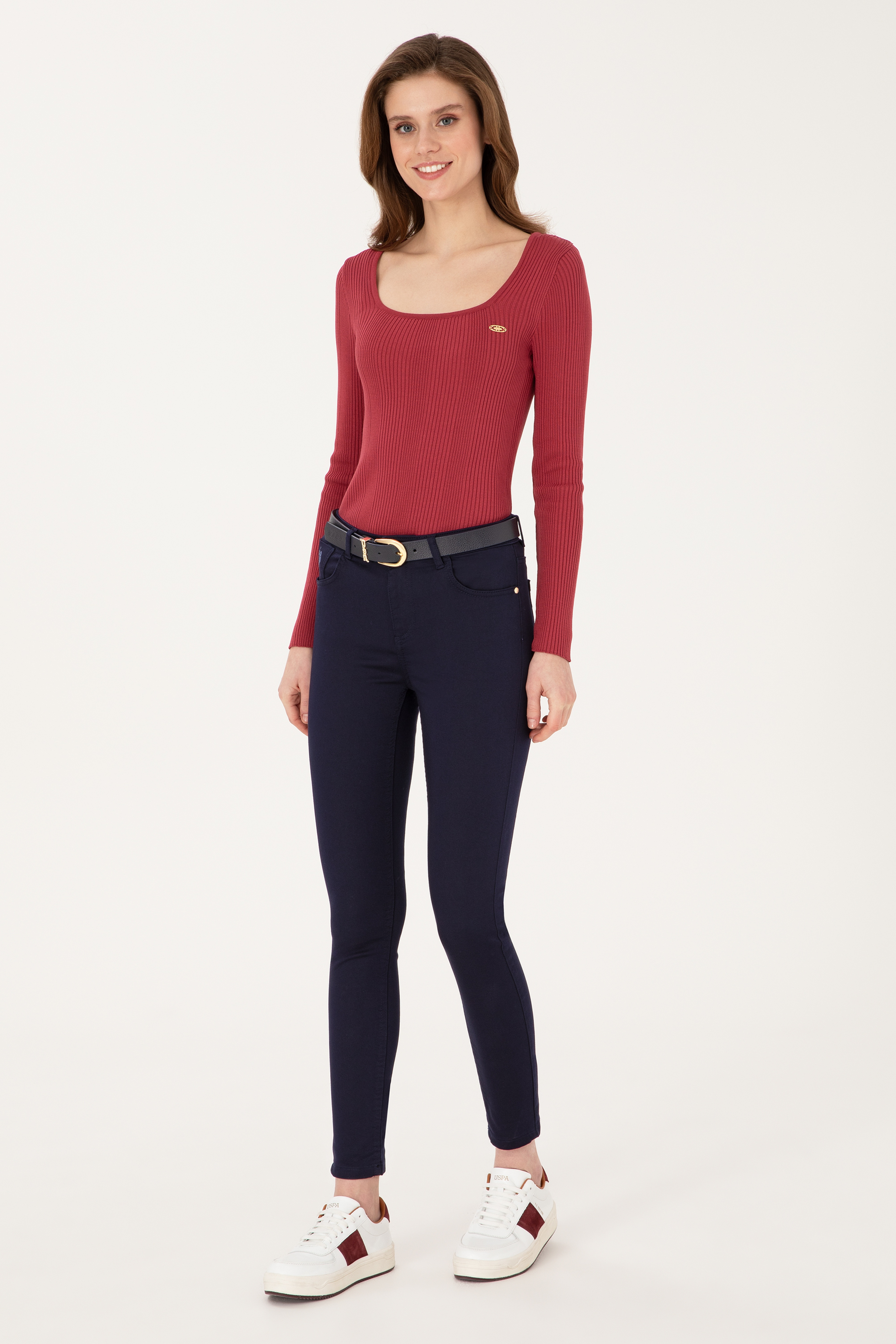 Kadın Lacivert Toothpick Fit Kanvas Pantolon