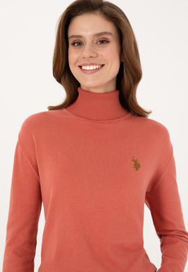 Kadın Gül Kurusu Boğazlı Basic Kazak - 50313621039