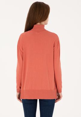 Kadın Gül Kurusu Boğazlı Basic Kazak - 50313621039