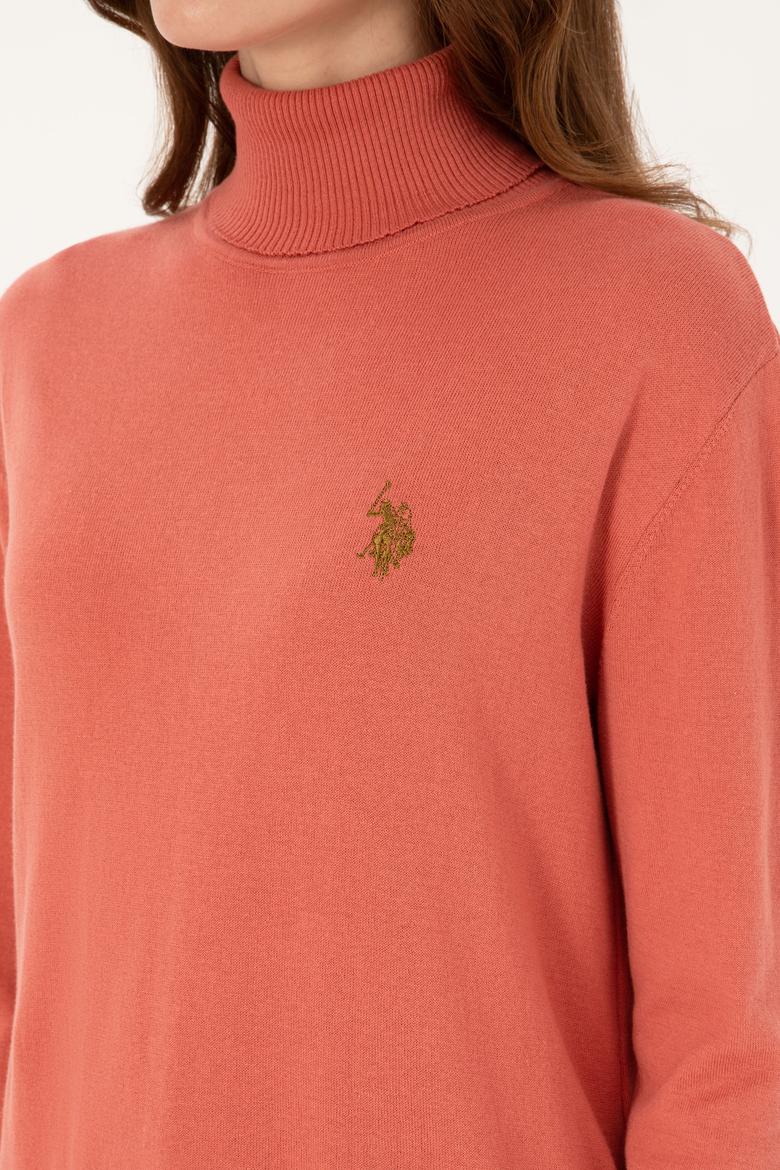 Kadın Gül Kurusu Boğazlı Basic Kazak - 50313621039