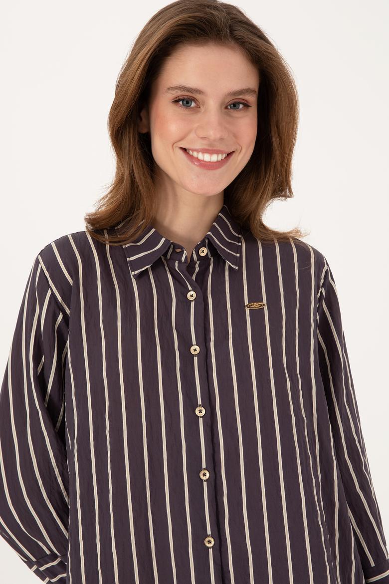 Kadın Mürdüm Uzun Kollu Gömlek - 50308691011