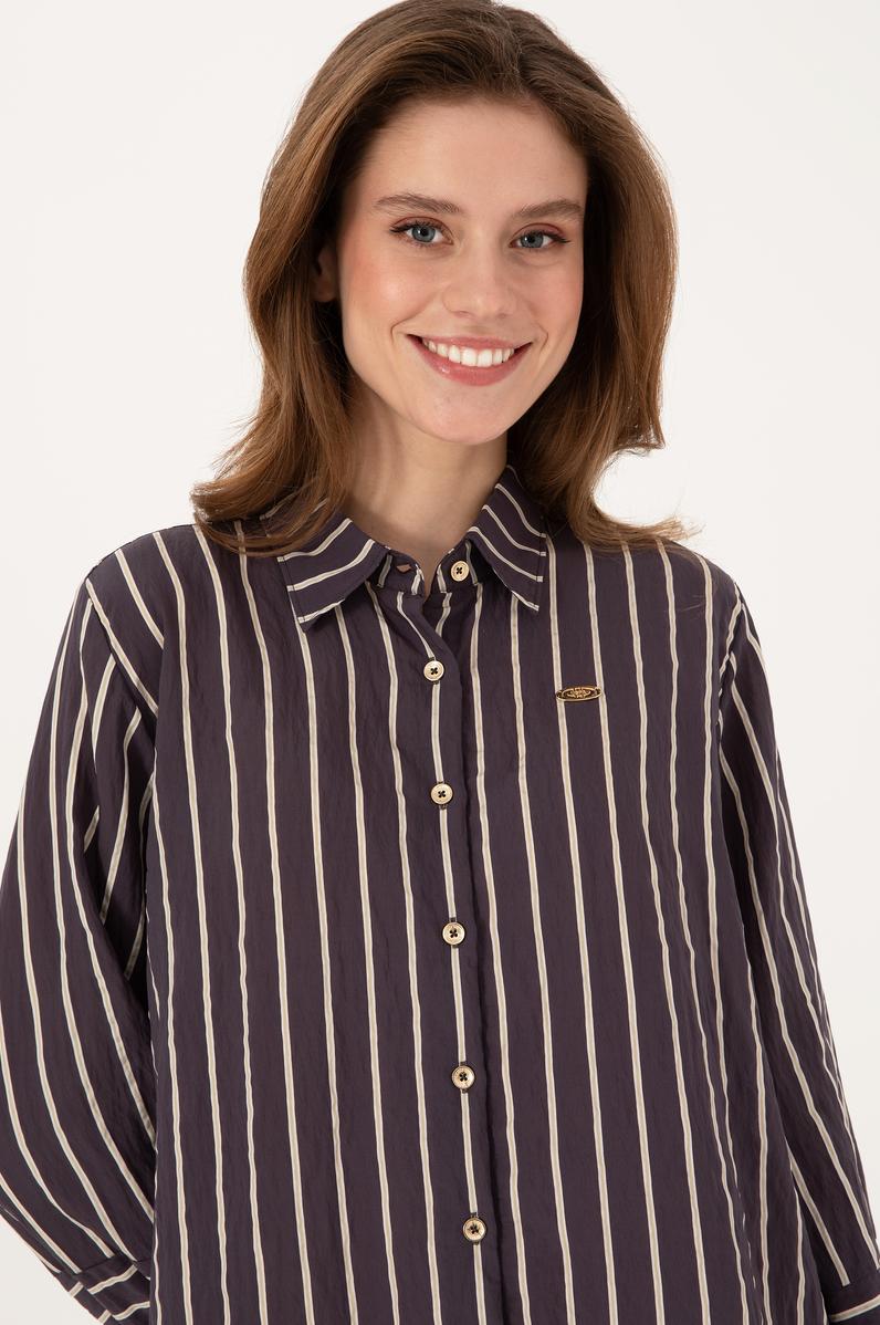 Kadın Mürdüm Uzun Kollu Gömlek