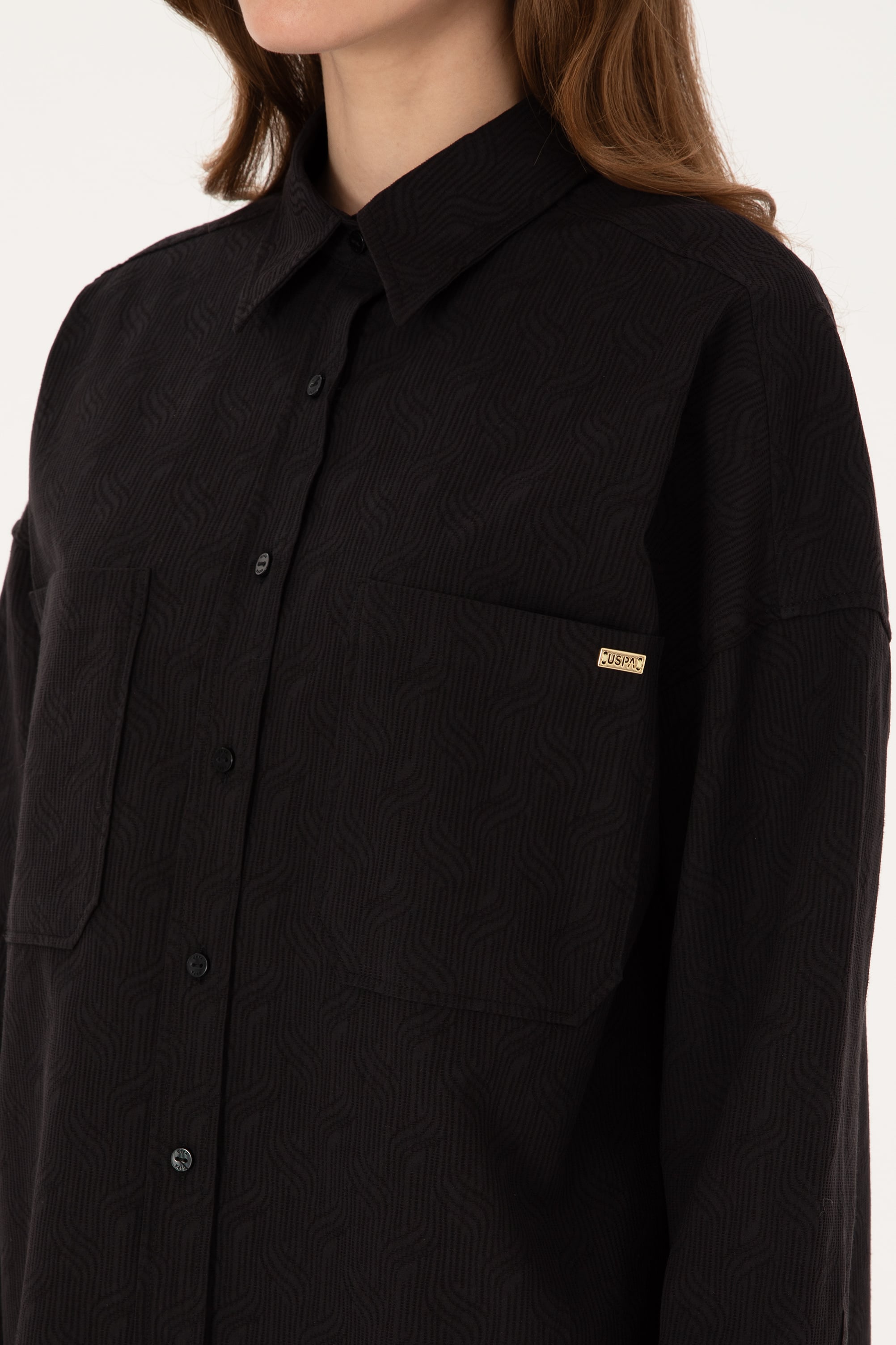 Kadın Siyah Uzun Kollu Gömlek - 50309148013