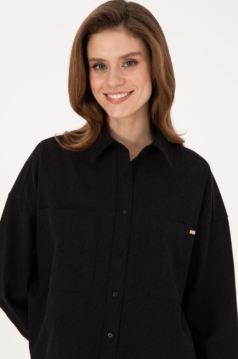 Kadın Siyah Uzun Kollu Gömlek