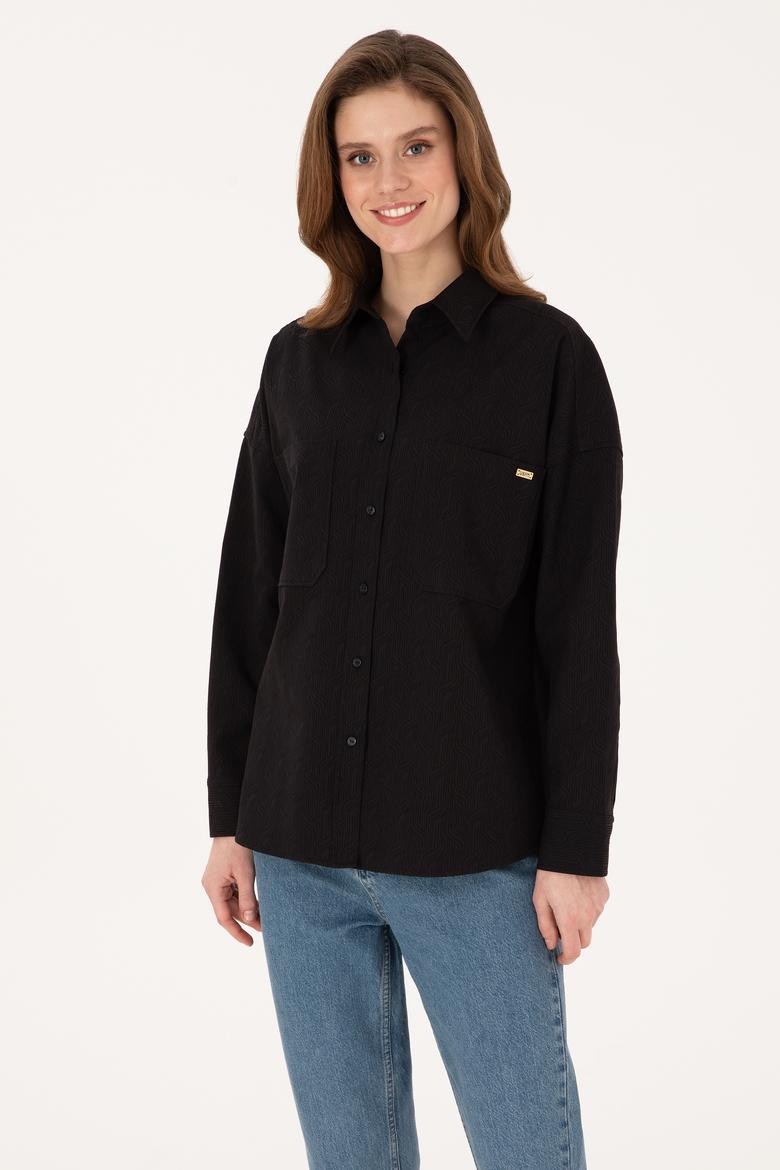 Kadın Siyah Uzun Kollu Gömlek