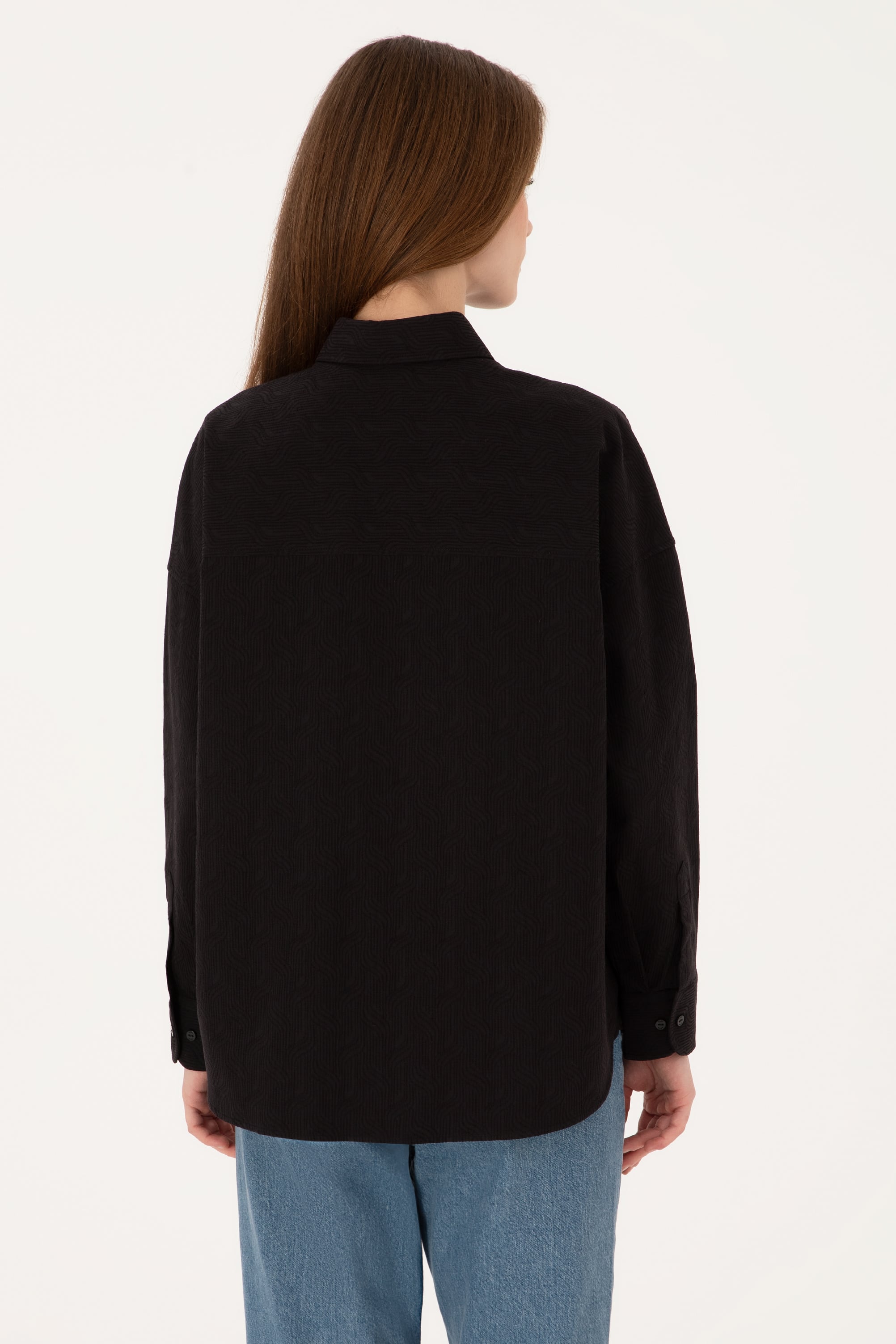 Kadın Siyah Uzun Kollu Gömlek - 50309148013