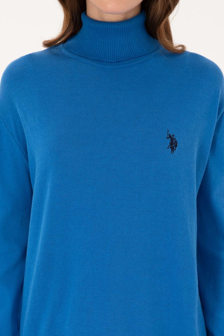 Kadın Mavi Boğazlı Basic Kazak - 50313621032